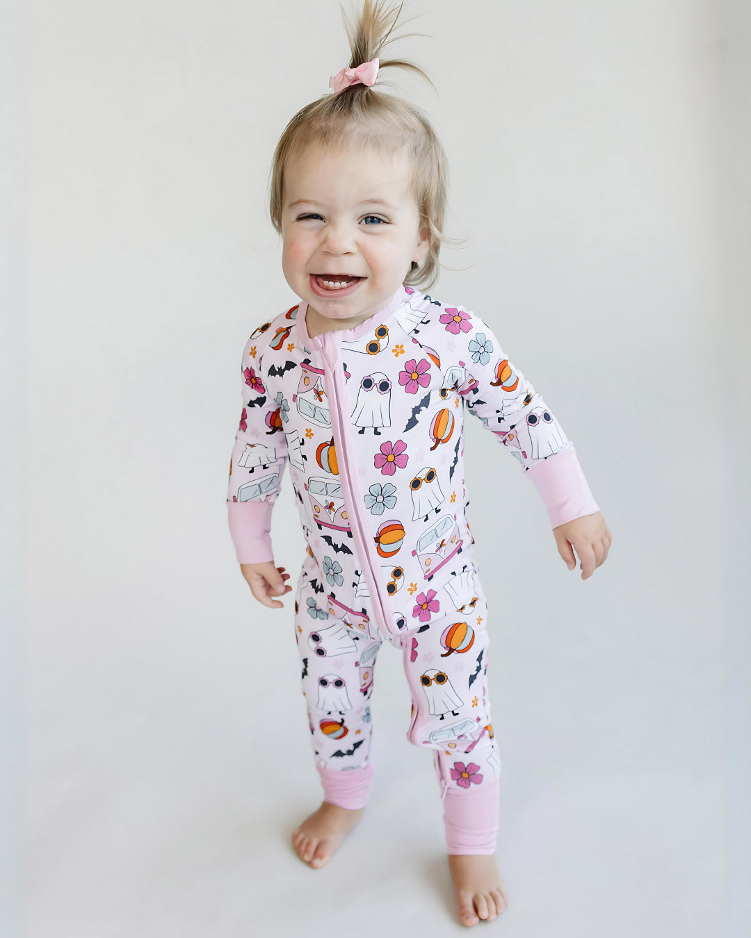 Bamboo Zip Pajamas | Retro Ghost