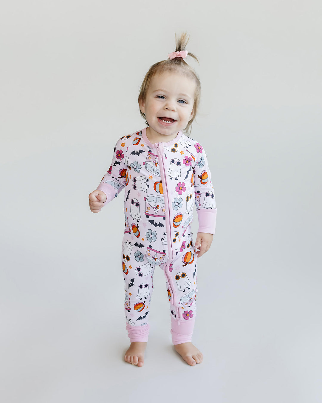 Bamboo Zip Pajamas | Retro Ghost