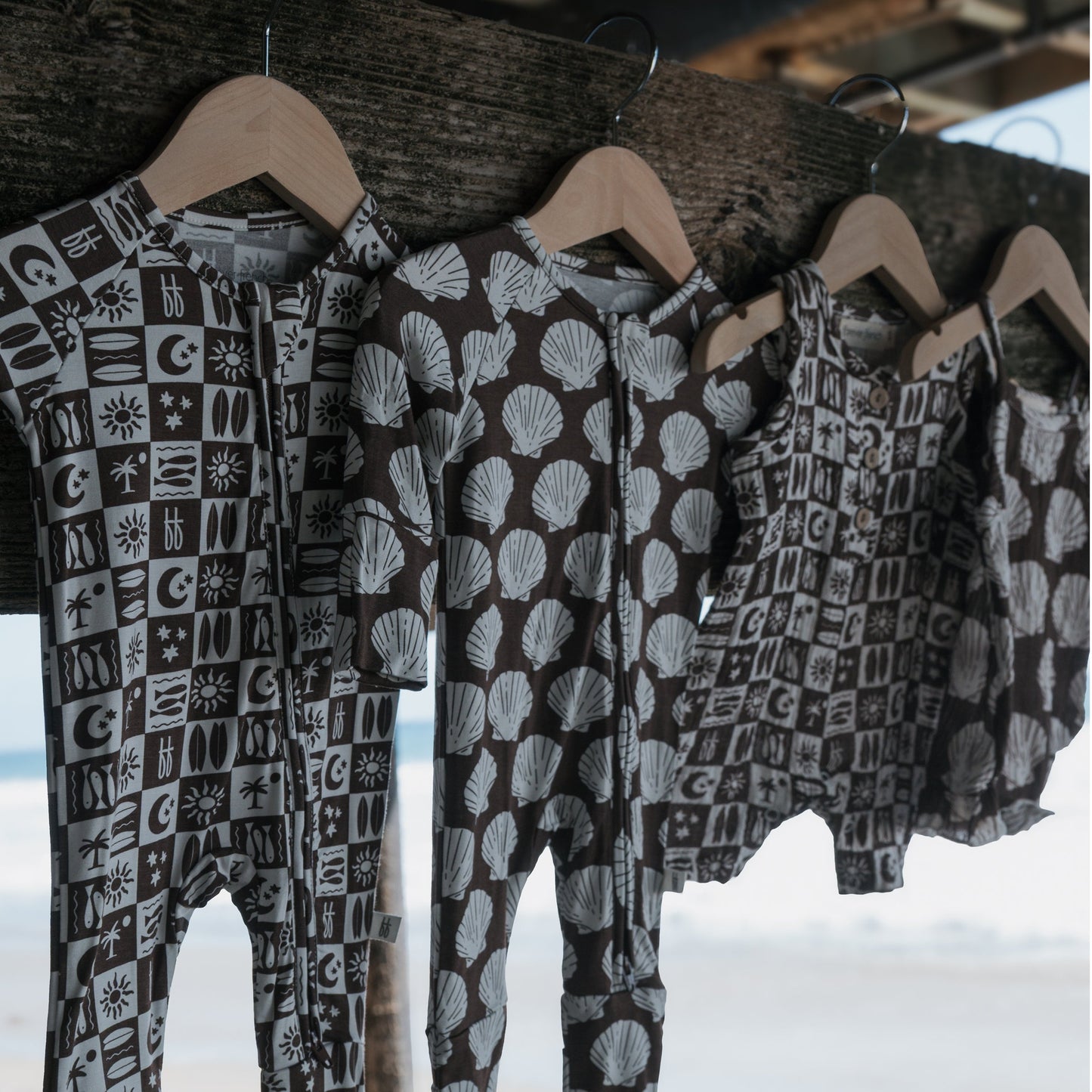 Bamboo Zip Pajamas | Seashells