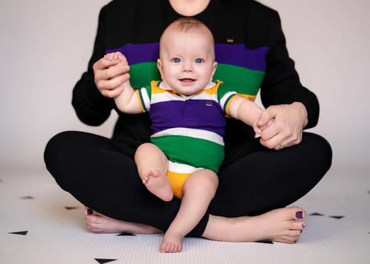 Thick Stripe Rugby Infant Onesie Short Sleeve