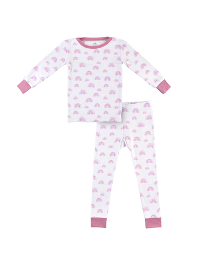 Toddler/Kids Bamboo Pajamas - Pink Rainbow