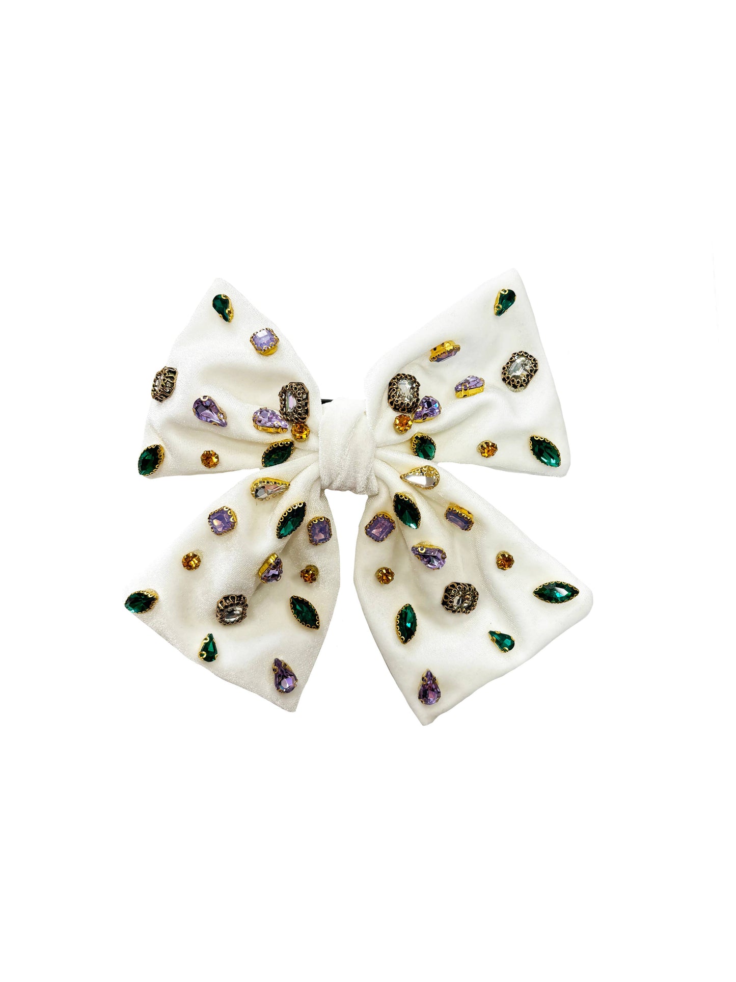 Mardi Gras Bejeweled Velvet Bow