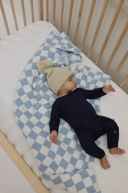 Bamboo Zip Pajamas | Blueberry Ribbed