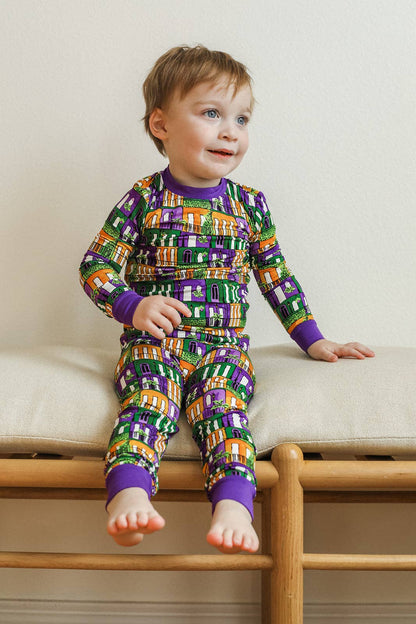 Mardi Gras Houses 2 Piece Bamboo Pajama Set