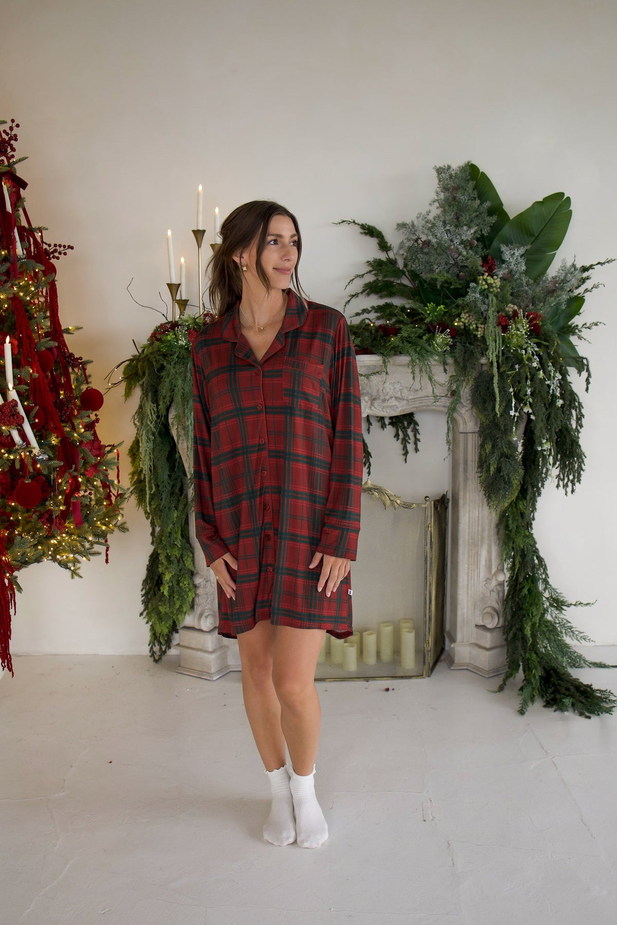Women's Bamboo Sleeping Dress | Christmas Plaid