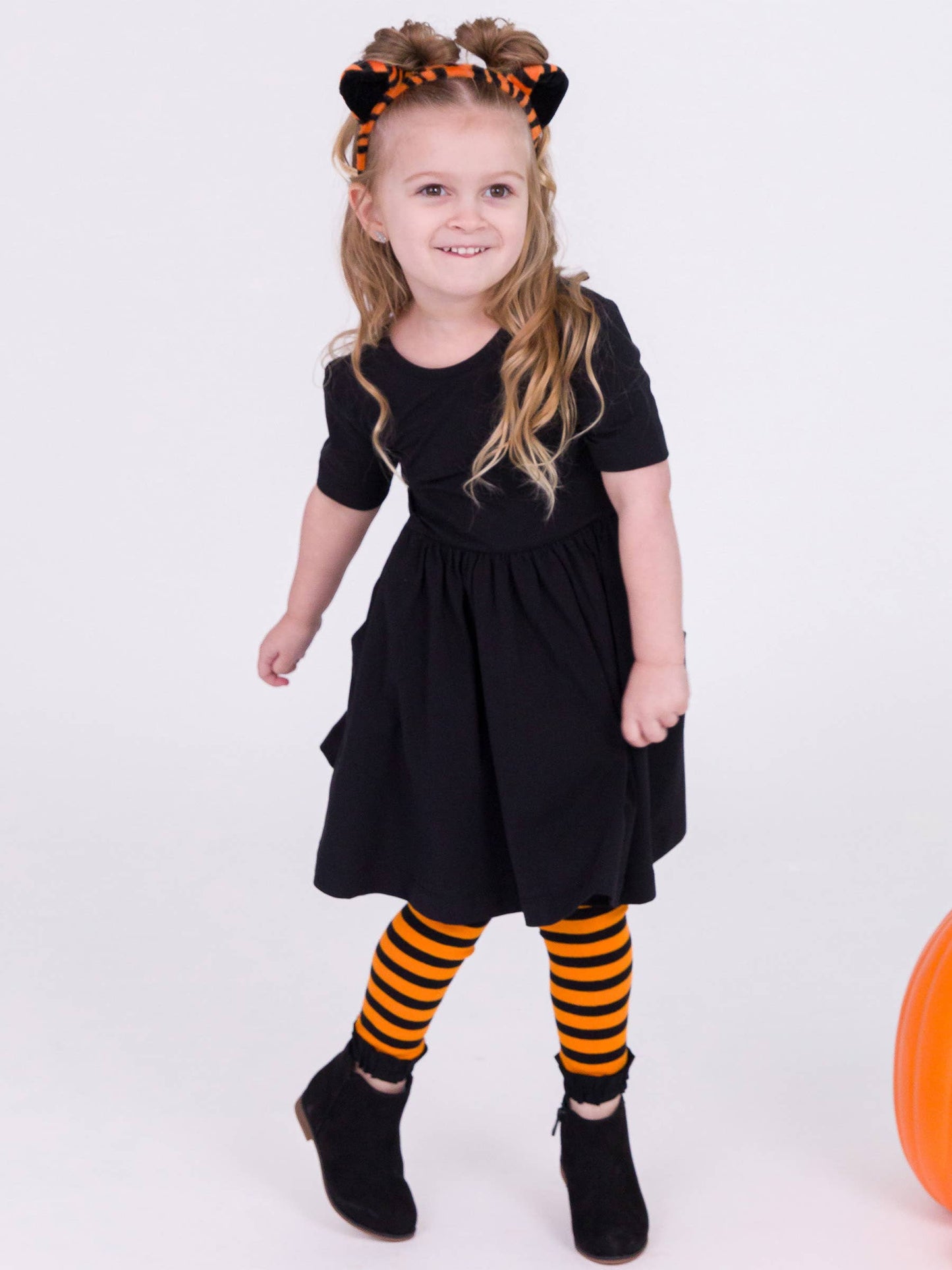 Girls Halloween Patterned Footless Ruffle Tights