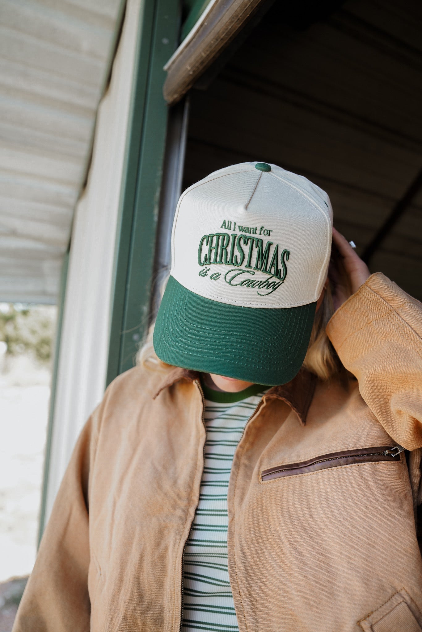 All I want for Christmas is a Cowboy - Green Vintage Trucker Hat