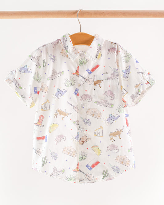 Texas Kids Short Sleeve Collared Shirt