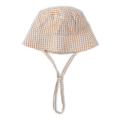 Organic Bucket Sun Hat - Caramel Check