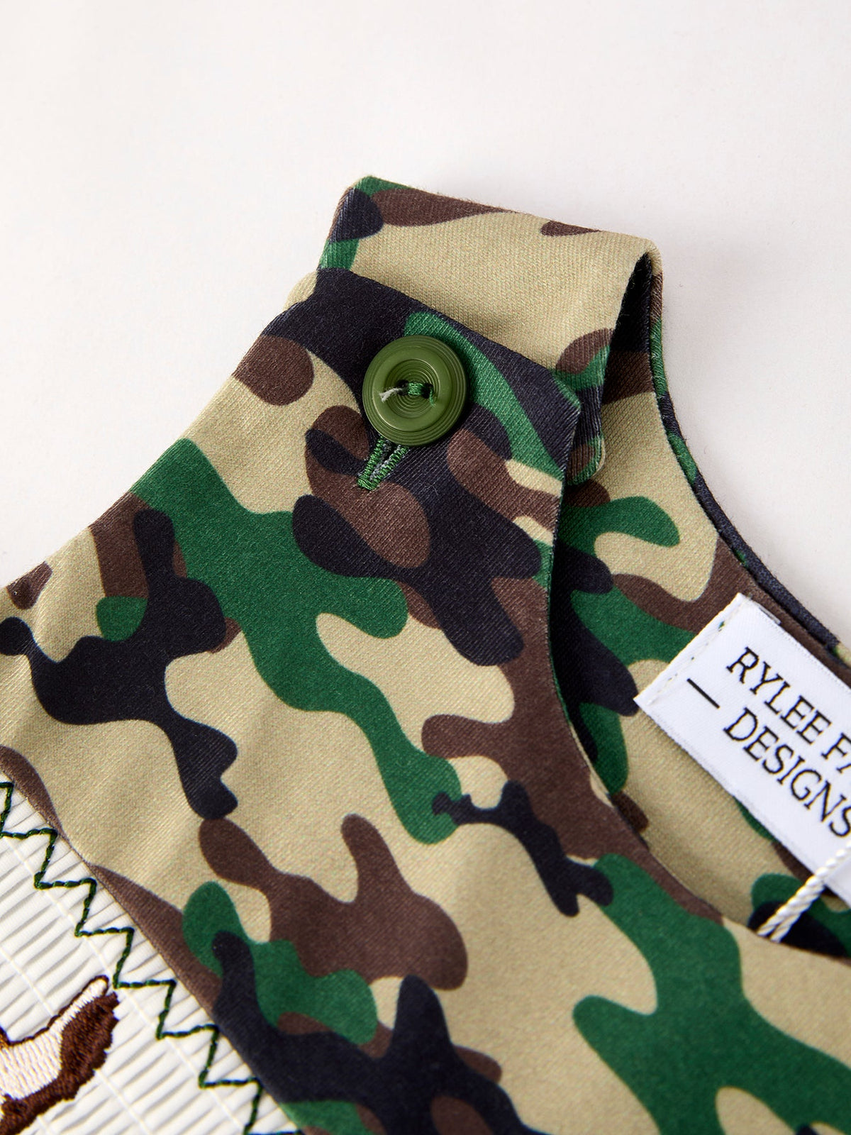 Camouflage Duck Smocking Embroidery Baby Boy Romper