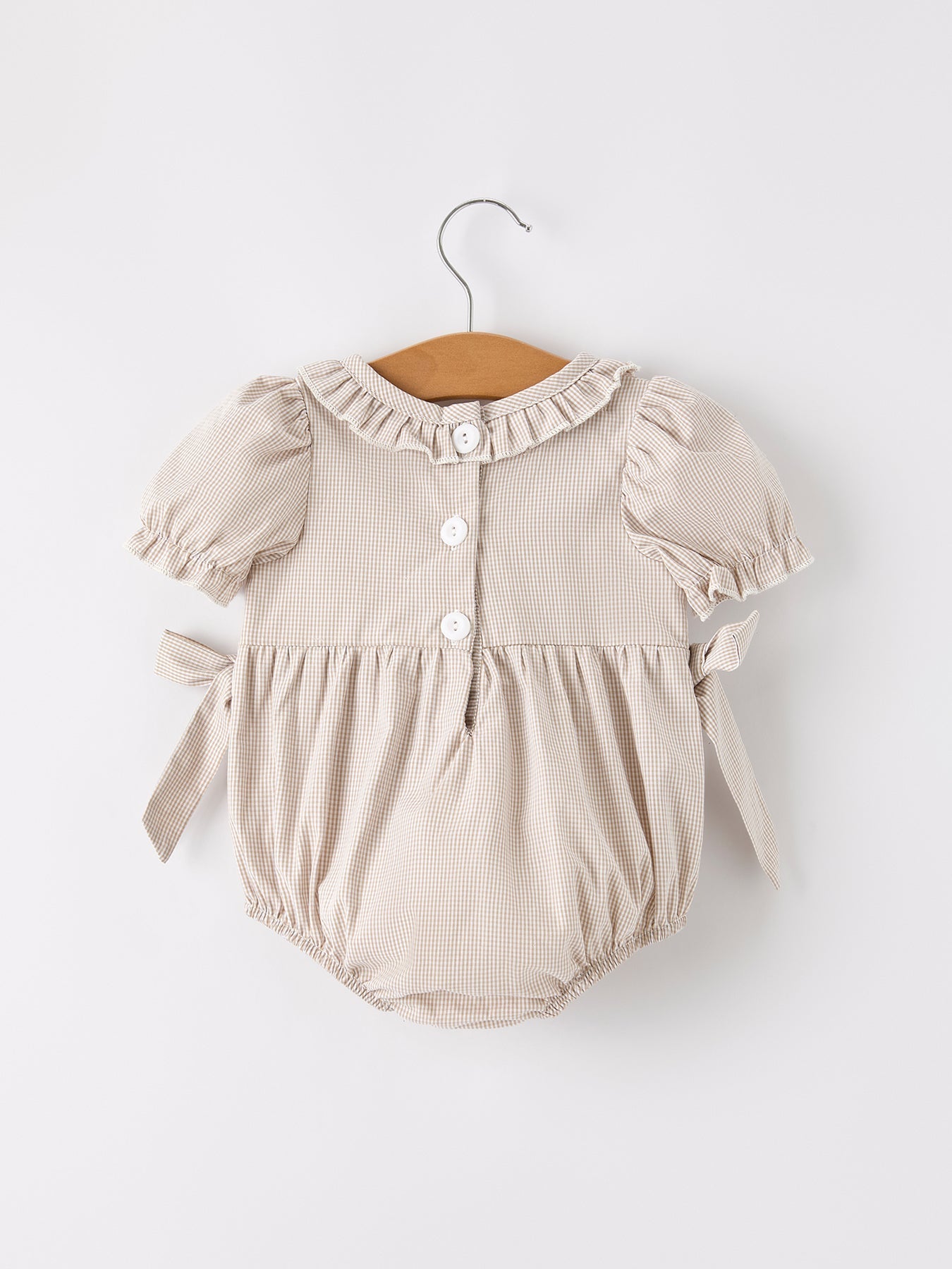 Fall Pumpkin Embroidery Smock Plaid Baby Girl Romper