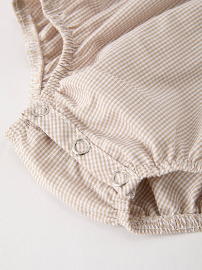 Fall Pumpkin Embroidery Smock Plaid Baby Girl Romper