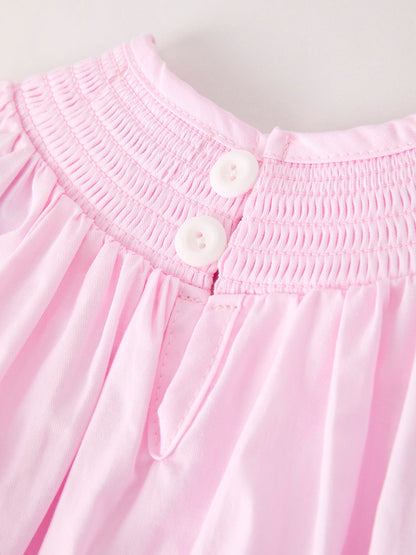 Fall Halloween Pink Spider Pumpkin Ghost Smock Embroidery Baby Girl Romper
