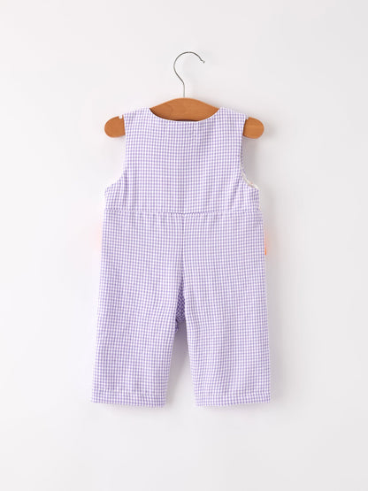 Fall Halloween Purple Balloon Pumpkin Cat Smock Embroidery Baby Boy Romper