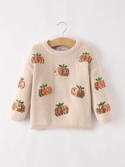 Thanksgiving Halloween Pumpkin Sequin Sweater
