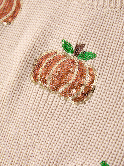 Thanksgiving Halloween Pumpkin Sequin Sweater