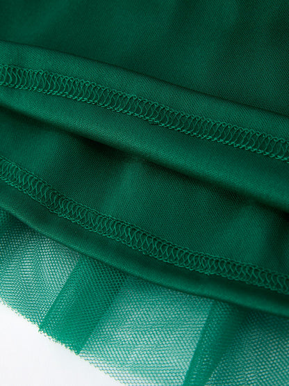 Christmas Candy Cane Sequin Applique Green Tulle Skirt