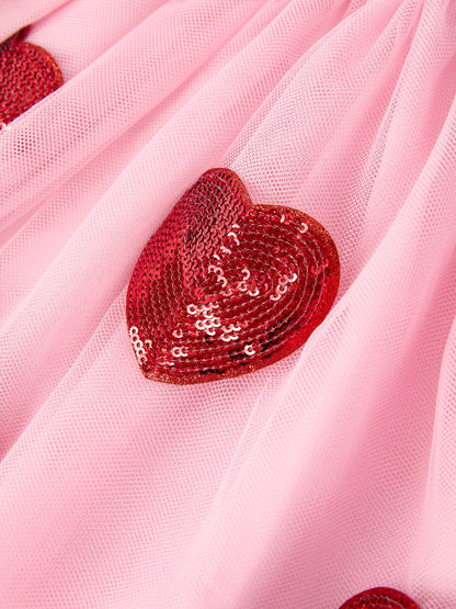 Girls' Valentine's Day Skirt with Sequined Heart Appliques
