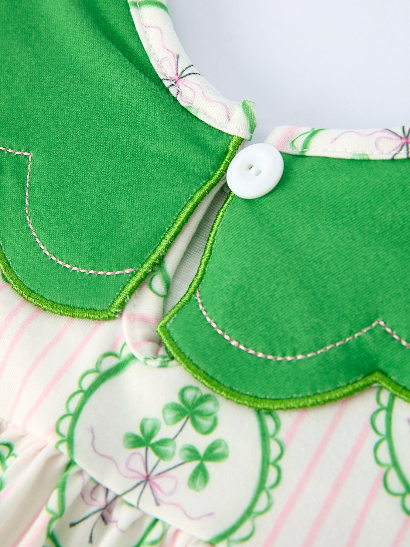 St. Patrick's Day Shamrock Striped Long Sleeve Girl Dress