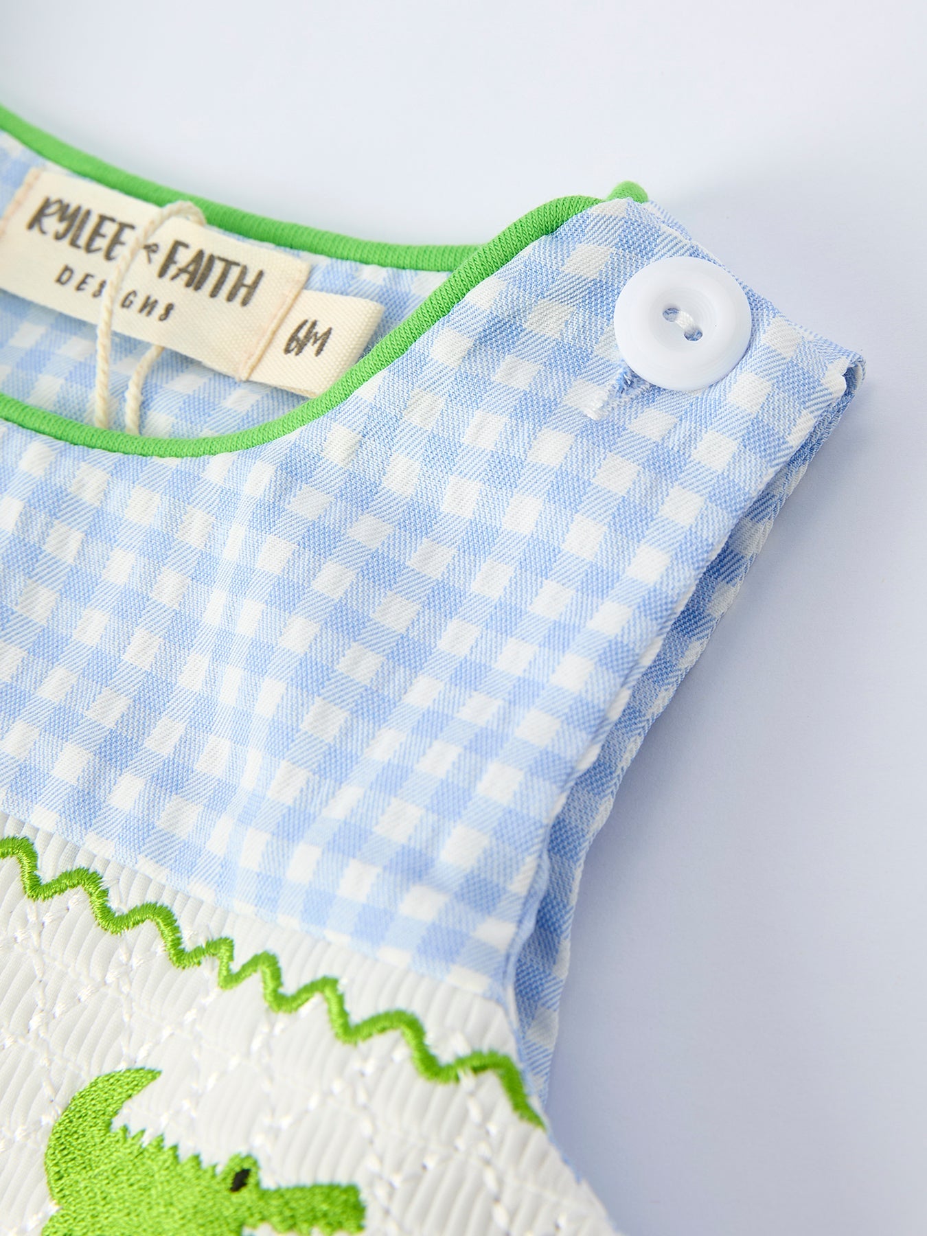 Baby Boys Summer Crocodile Embroidered Smocked Romper