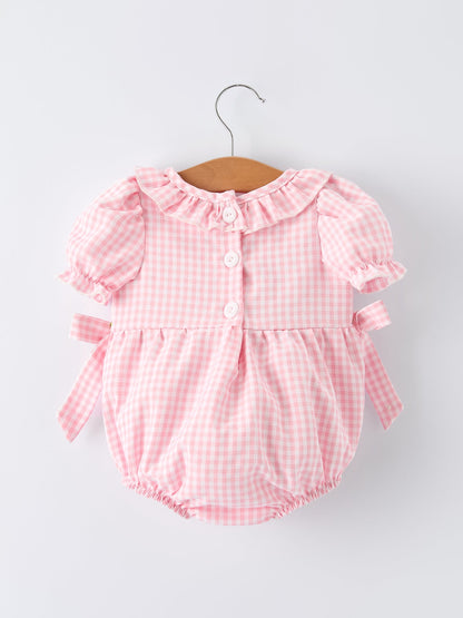 Baby Girls Summer Crocodile Embroidered Smocked Romper