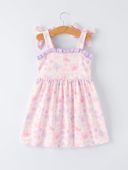 Butterfly Embroidery Smocking Bow Baby Girls Dress