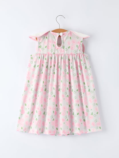 Floral Smocked Petal Peter Pan Collar Dress