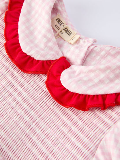 Girls' Plaid Smocked Strawberry Applique Shorts Set