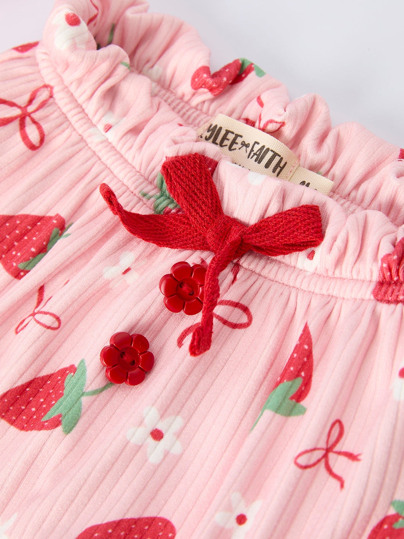 Strawberry Bow Baby Girls Short Sleeves Bloomer Set