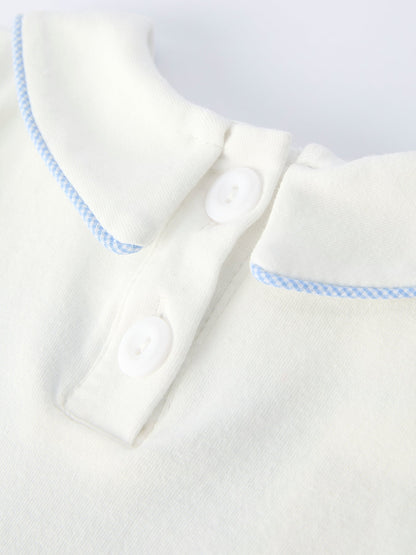 Blue Smocked Church Christ Bishop Christening Baby Boy Bloomer Set