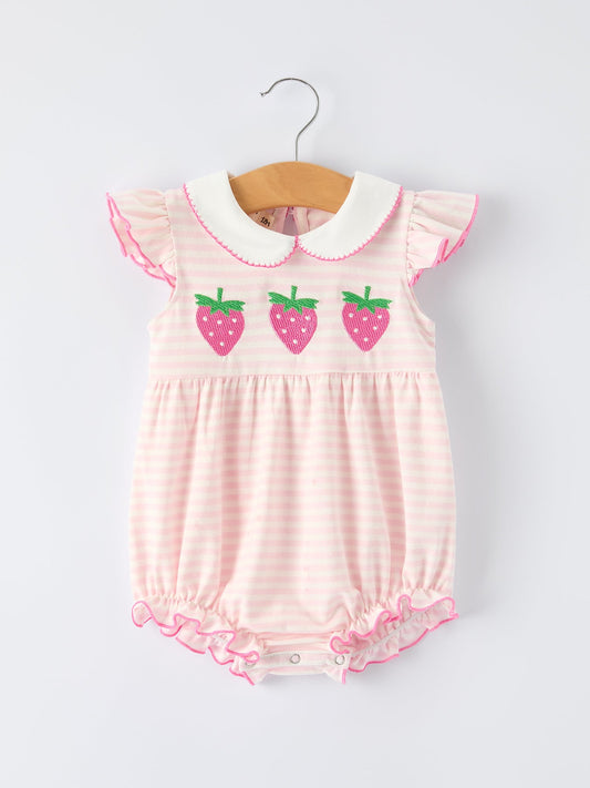 Strawberry Girl Romper Ruffle Peter Pan Collar