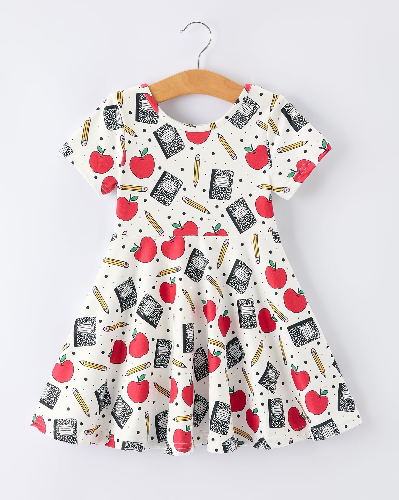 Back to School Apple Pencil Print Girls Dress