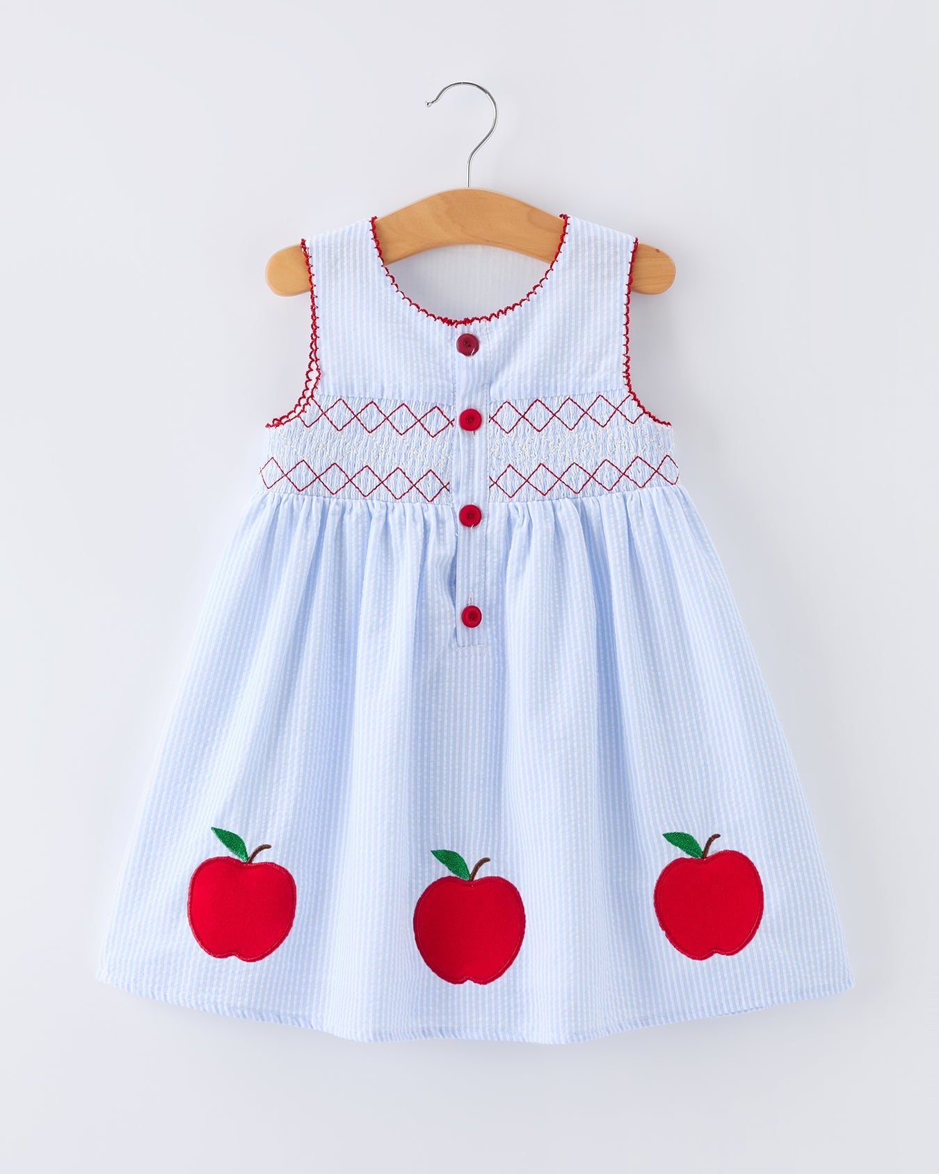 Girls Back To School Apple Twirl Dress Smocked