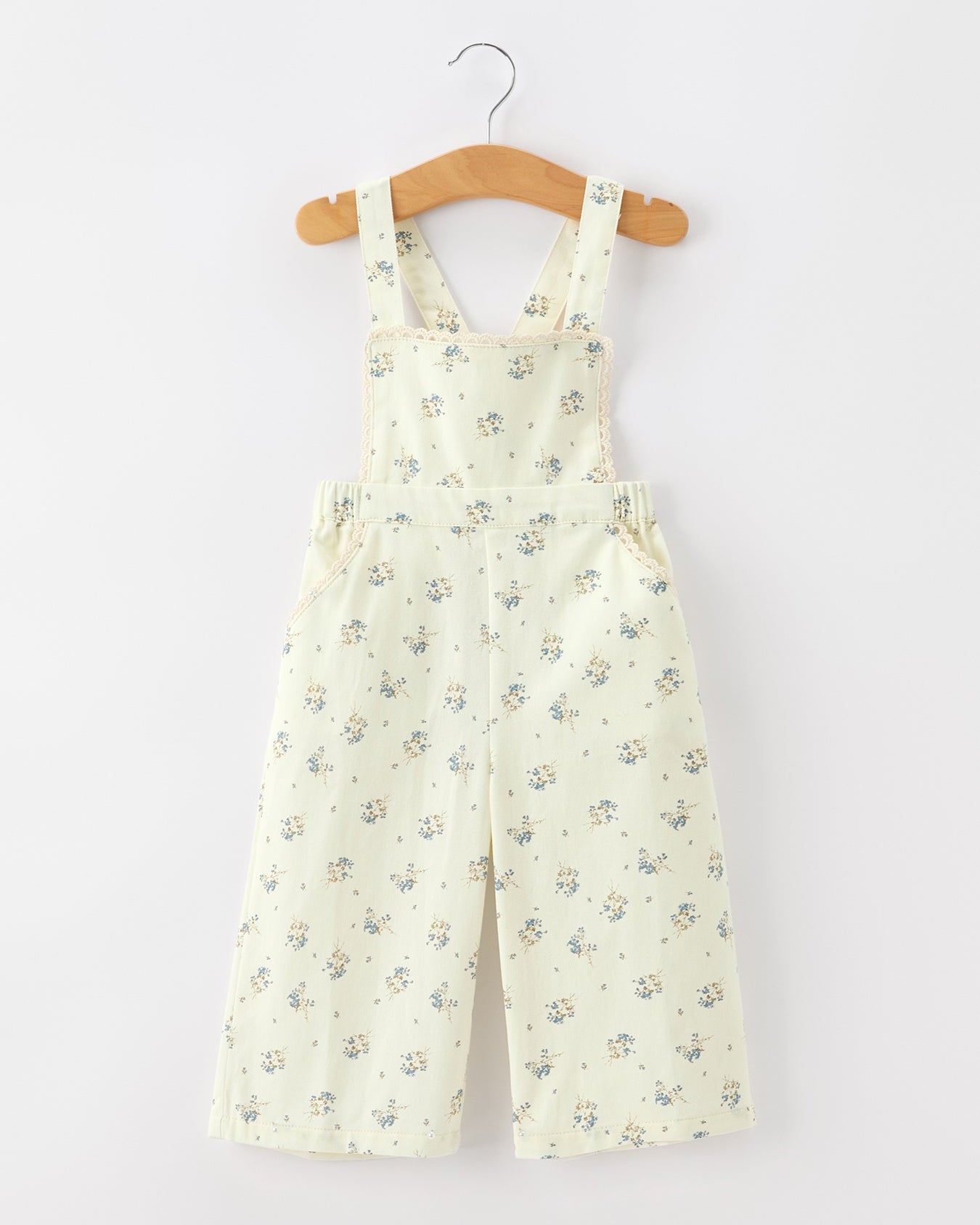 Girls Floral Print Lace Trim Wide Leg Jumpsuit