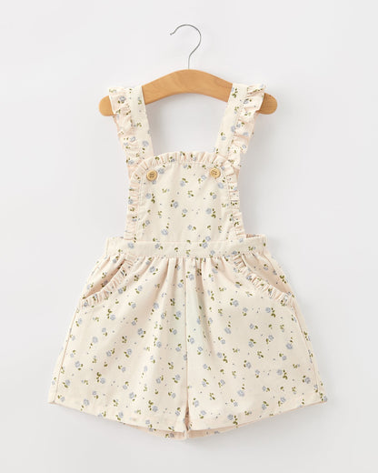 Girls Blue Floral Print Wide Leg Jumpsuit
