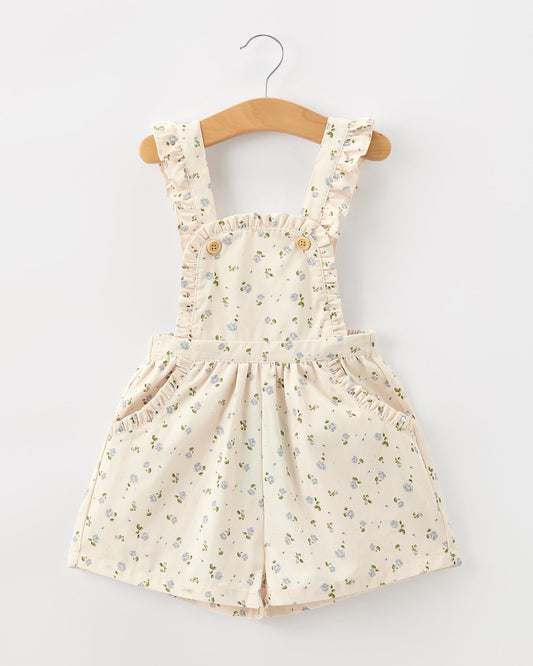 Girls Blue Floral Print Wide Leg Jumpsuit