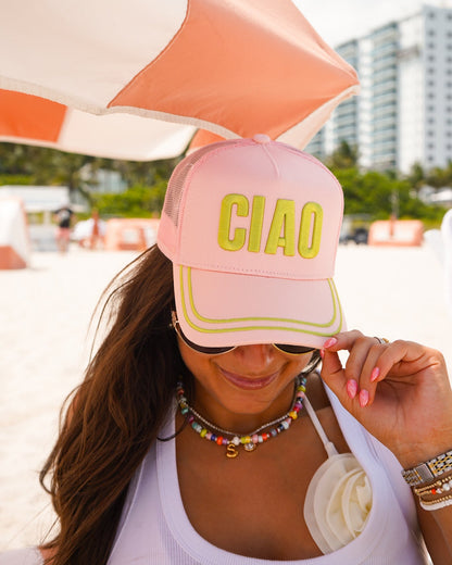 Ciao - Pink Canvas Trucker Hat