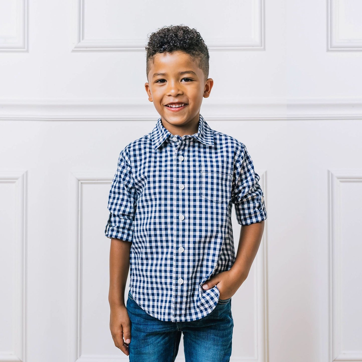 Organic Stretch Poplin Roll-Up Shirt - Baby