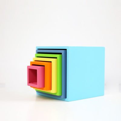 6-Piece Pastel/Macaron Wooden Nesting Box Set
