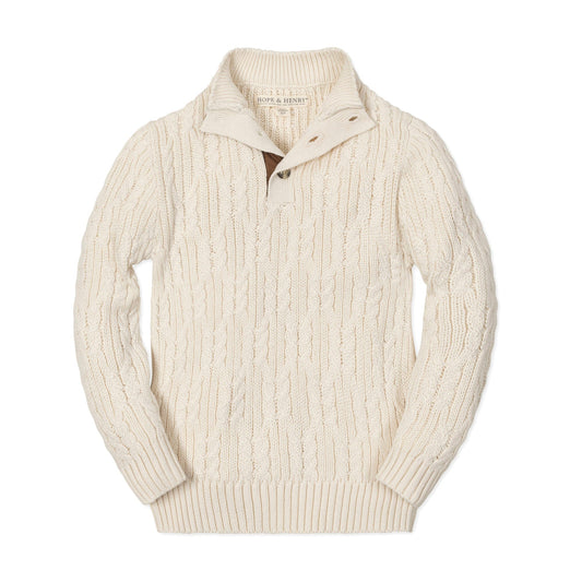 Organic Mock Neck Cable Sweater