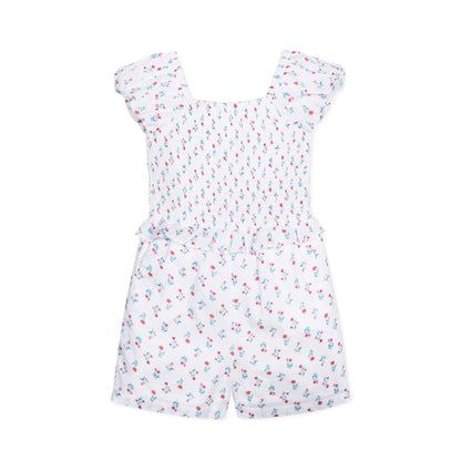 Organic Puff Sleeve Smocked Romper