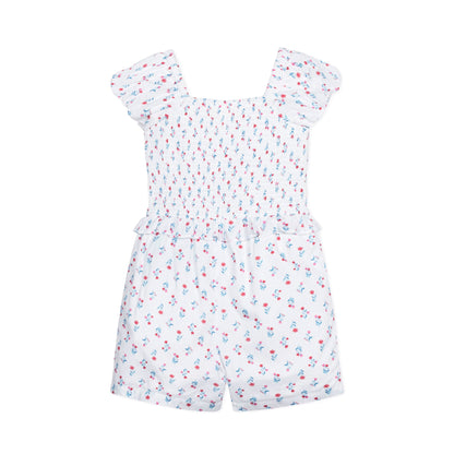 Organic Puff Sleeve Smocked Romper