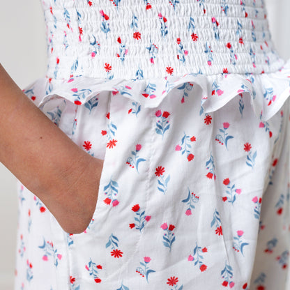 Organic Puff Sleeve Smocked Romper