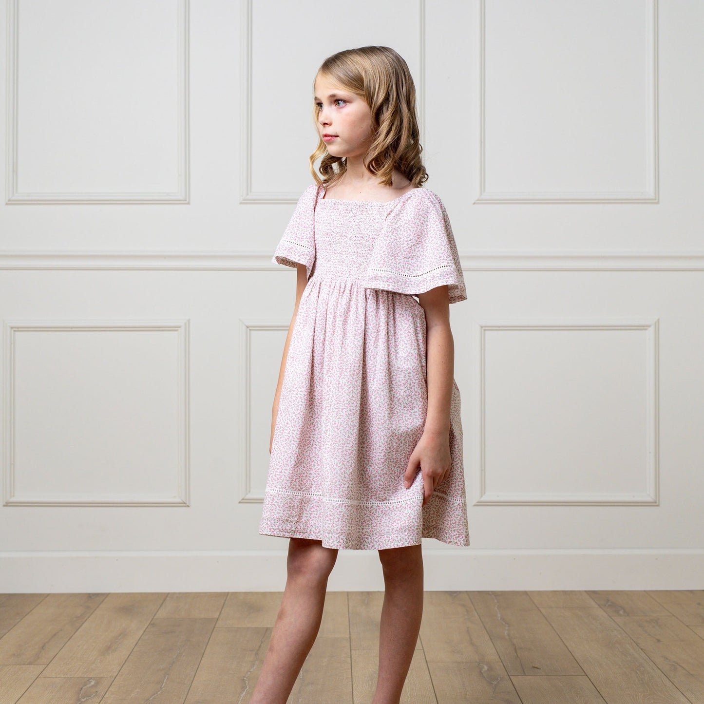 Organic Smocked Bell Sleeve Dress