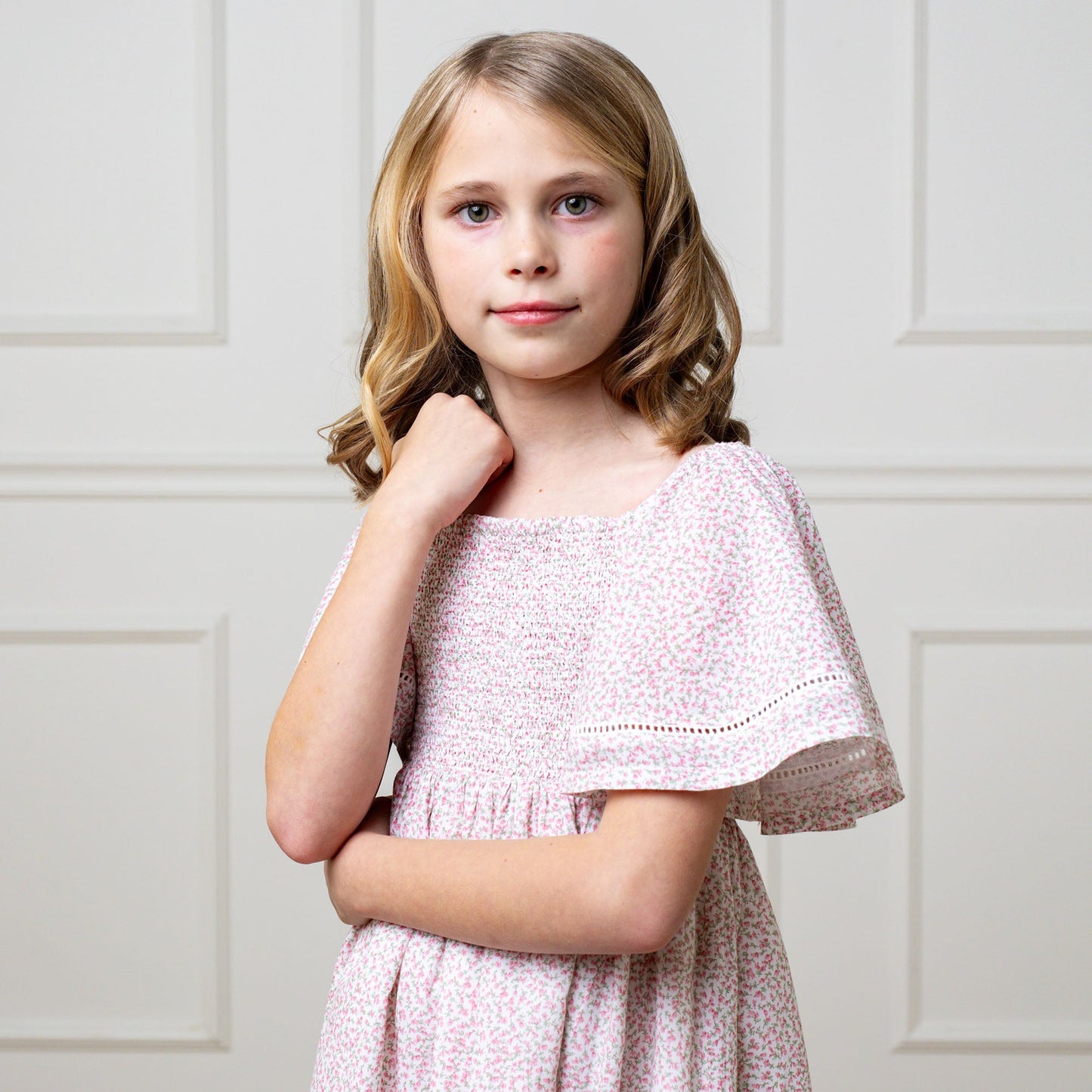 Organic Smocked Bell Sleeve Dress