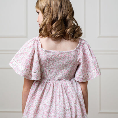 Organic Smocked Bell Sleeve Dress