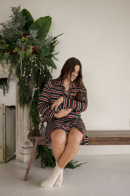 Women's Bamboo Sleeping Dress | Holiday Stripe