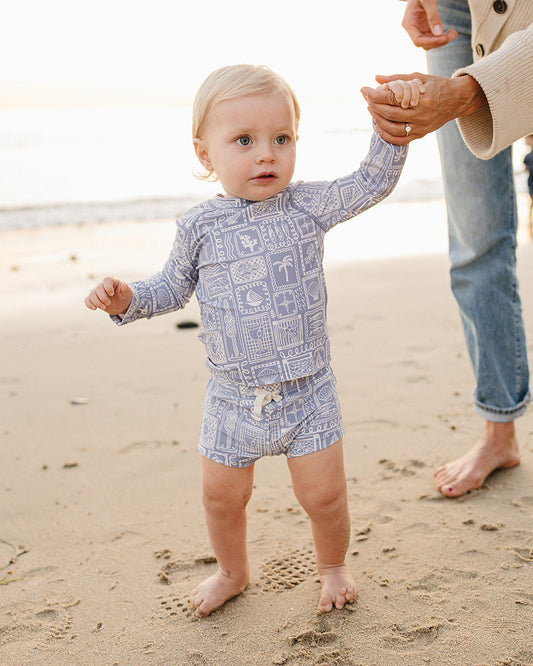 Blue Beach Long Sleeve Swim Set