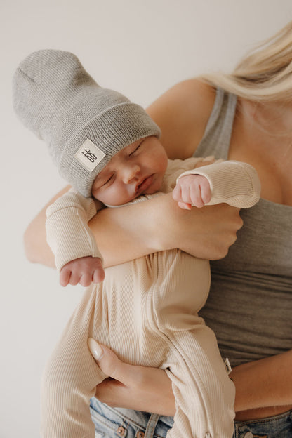 Bamboo Zip Pajamas | Ribbed Cream