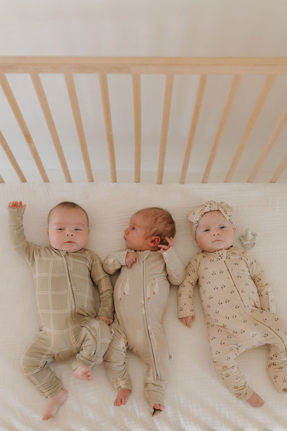 Bamboo Zip Pajamas | Linen Grid